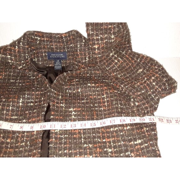 Jones New York Women's Blazer Size 12 Wool-Blend Lined Front Pockets Brown - Picture 3 of 7